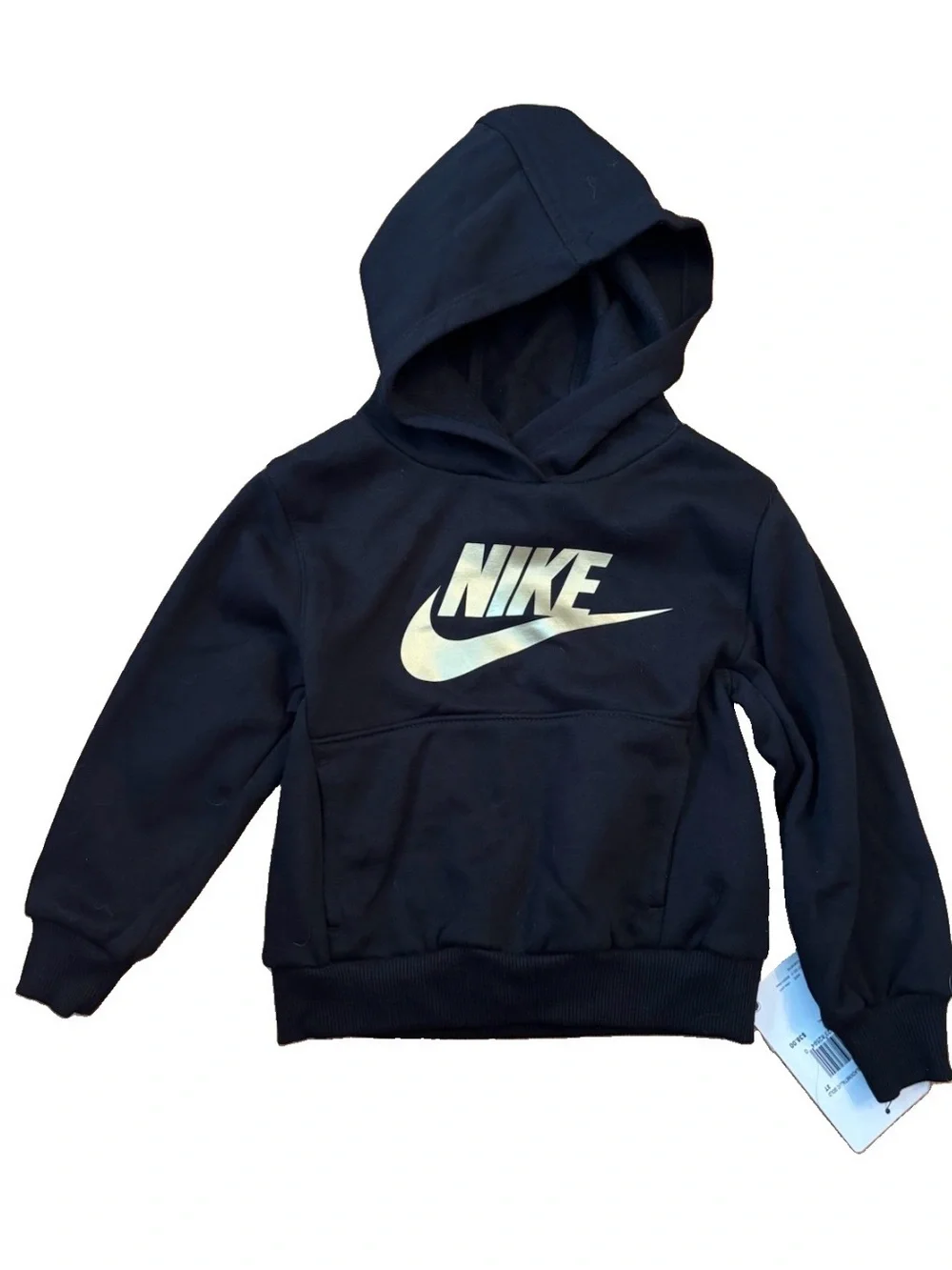 Nike Little Boys Black Hoodie with Metallic Gold Logo - Size 2T